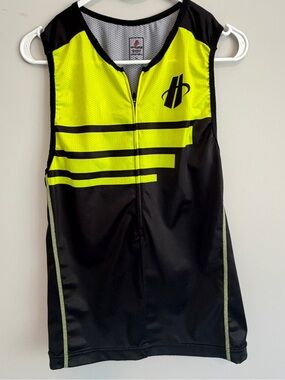 Hincapie Triathlon Black & Neon Yellow Men’s Sleeveless Jersey NWOT